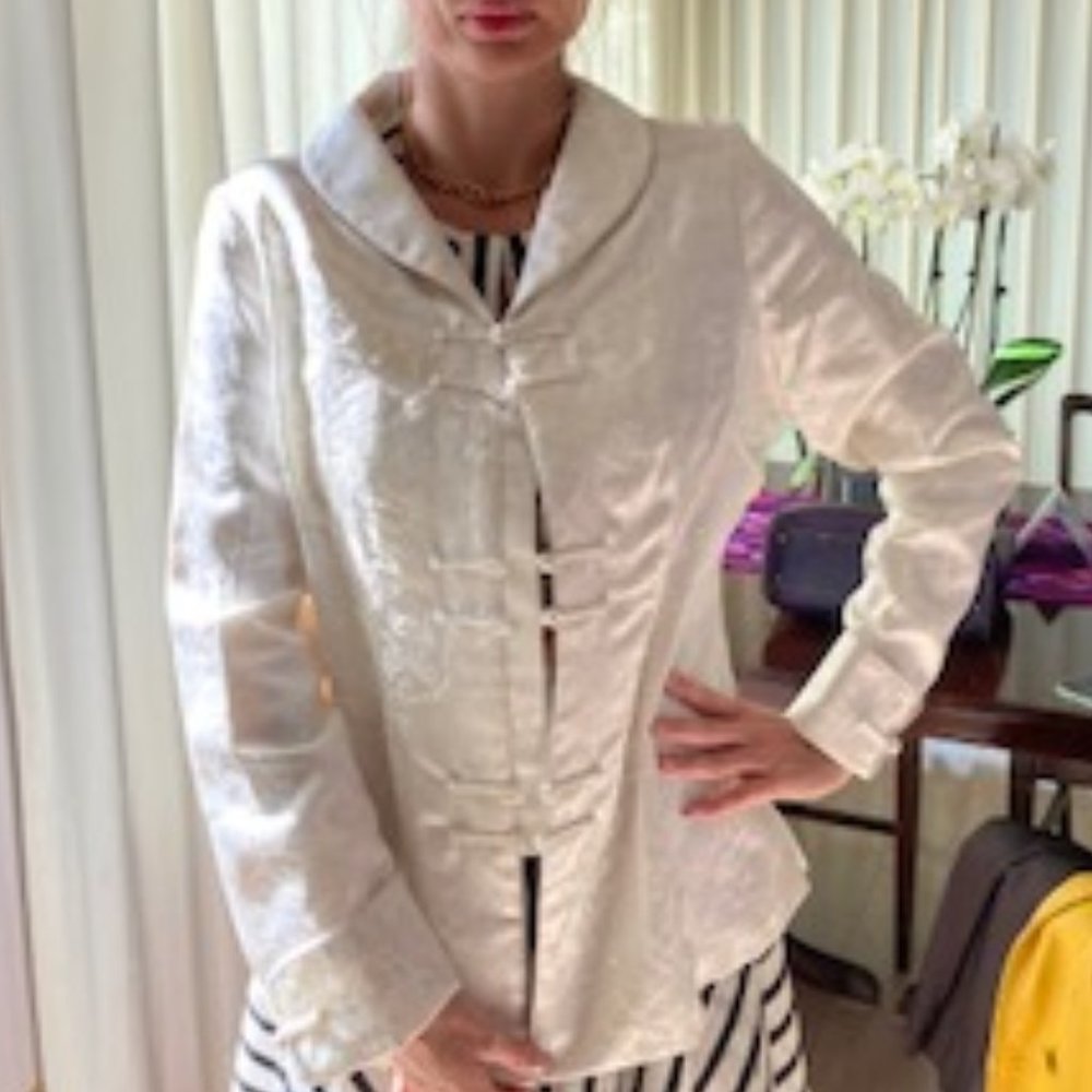 COPY - WHITE SILK EMBROIDERED JACKET